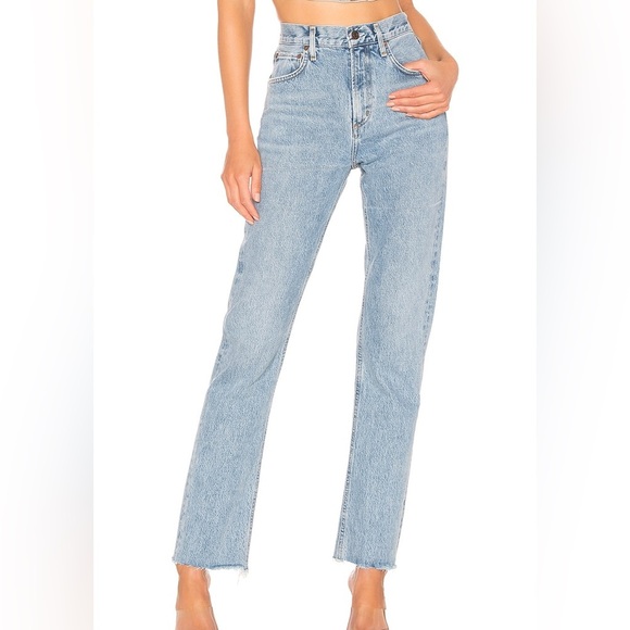 Agolde Cheri High Rise Straight Leg Jeans in Light Wash Blue - Picture 1 of 8